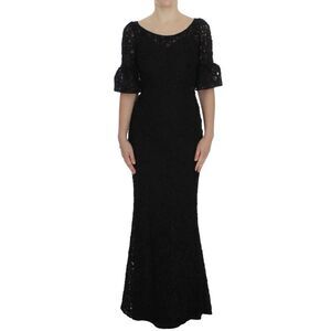 Dolce & Gabbana Black Floral Lace Long Bodycon Maxi Women's Dress